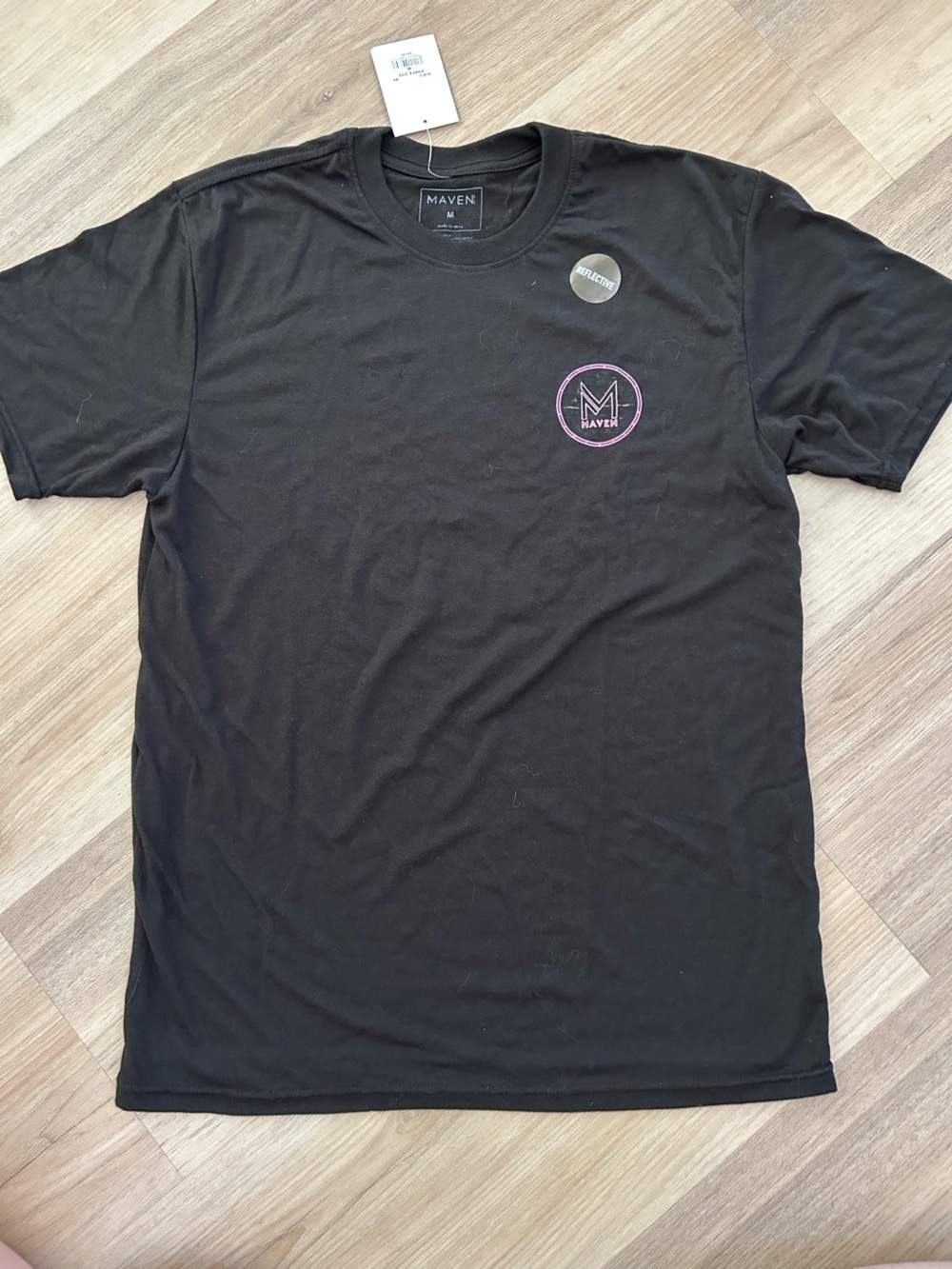 Maven Men’s Black Short Sleeve Crewneck T-Shirt with Pink Logo